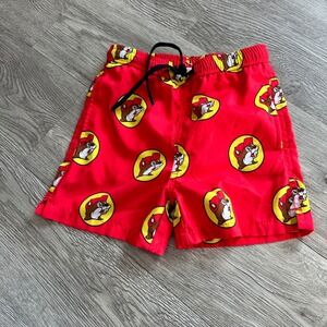 Bucees 5T Red Swim Trunks Toddler Boys Beaver Logo Elastic Waist Drawstring